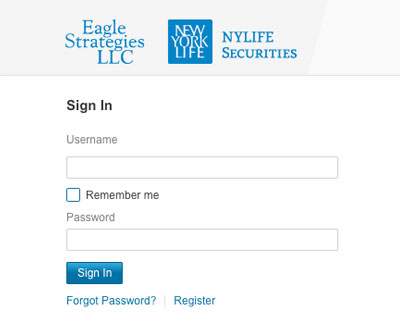 NYLIFE Securities/Eagle Strategies Login Screenshot